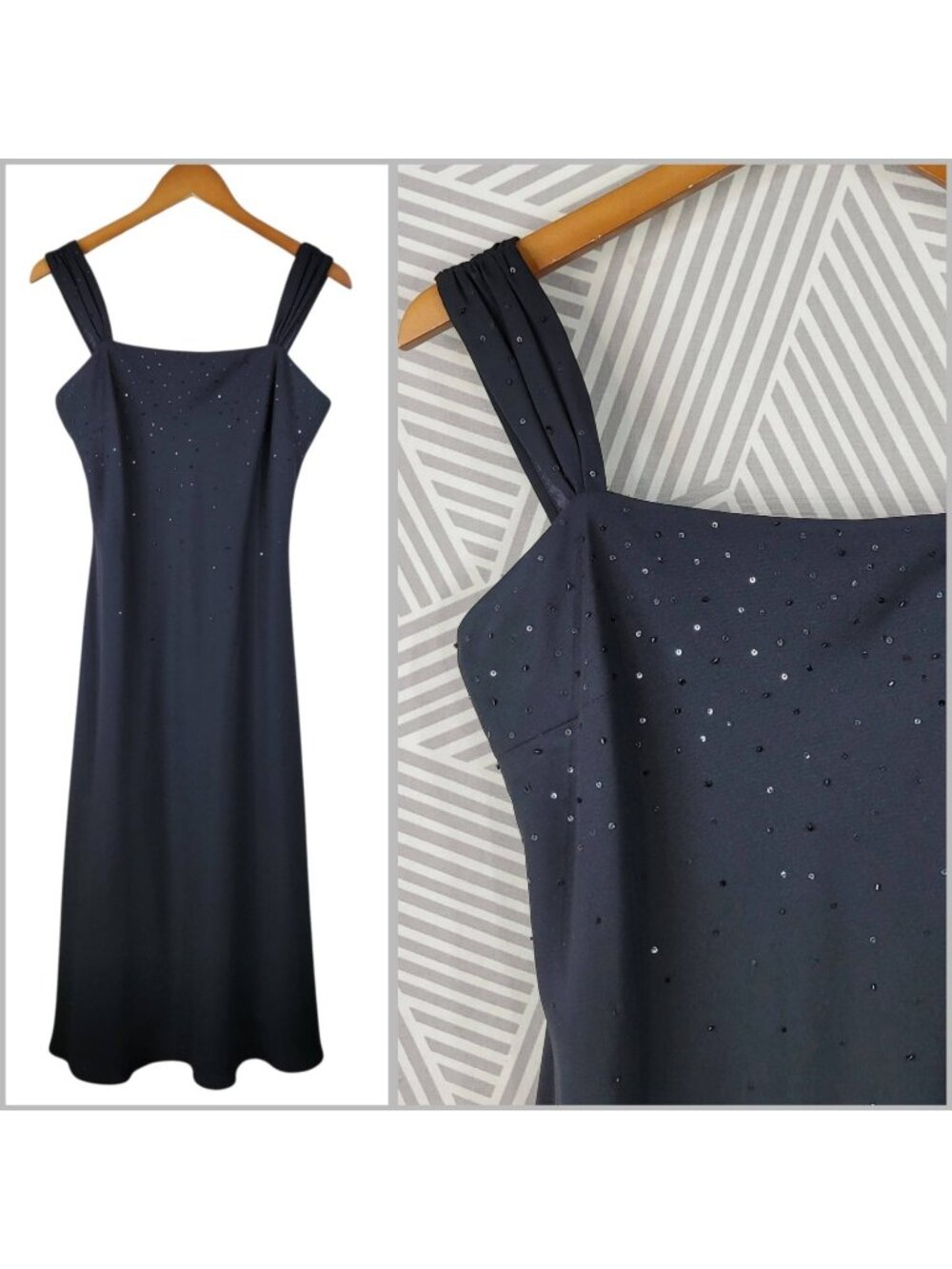 Vintage Jones Wear Evening Event Dress Size 8-10 Gown Midi Long Beaded LBD